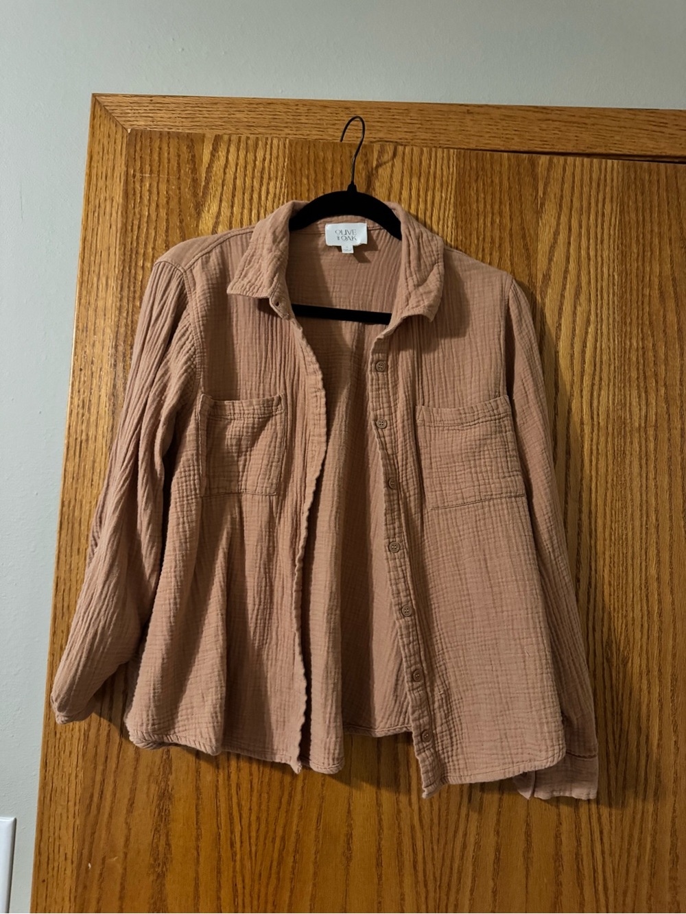 Olive & Oak Lightweight Button-Up Utility Jacket in Dusty Mauve